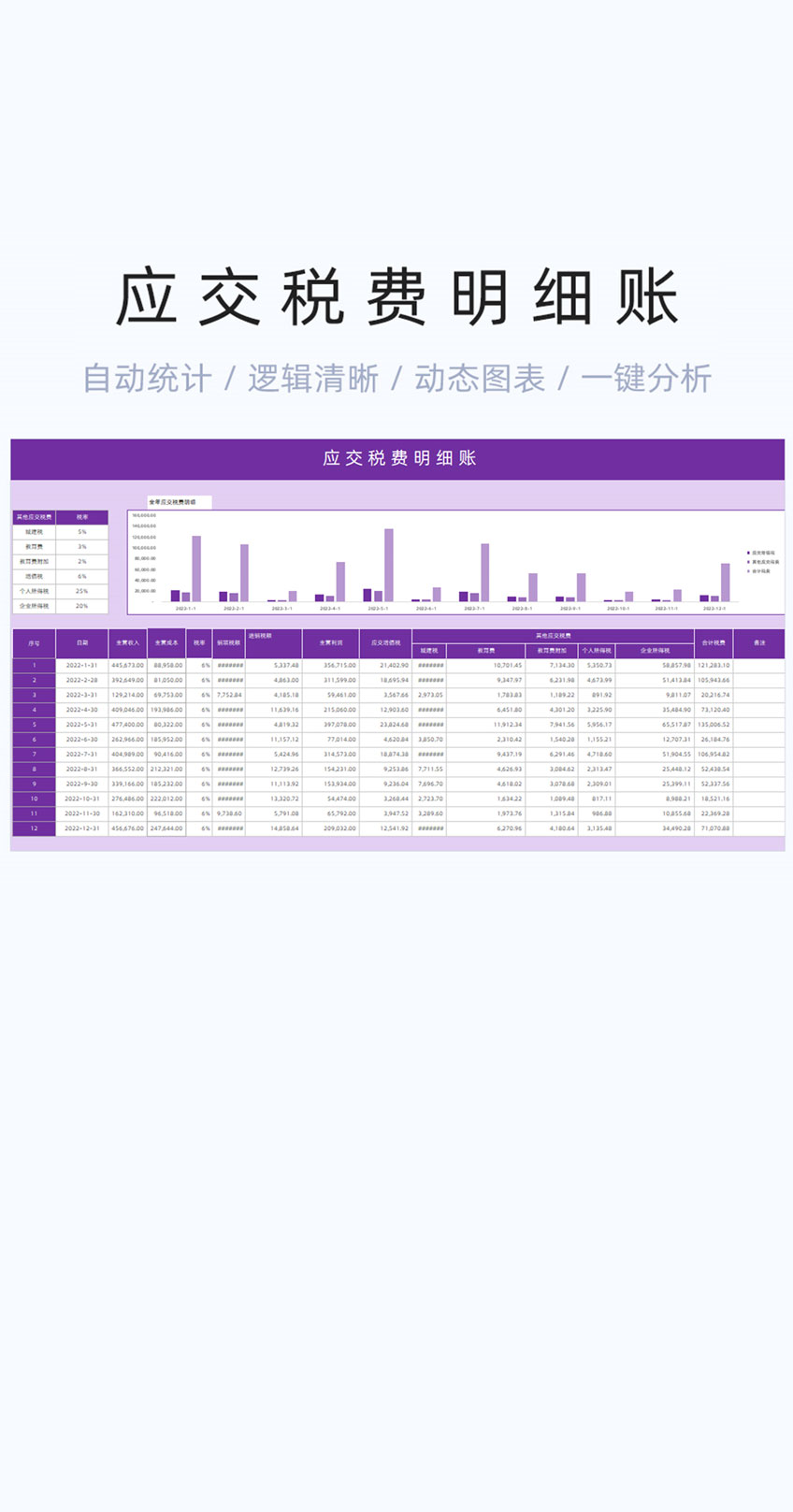 应交税费明细账模板excel表格插图