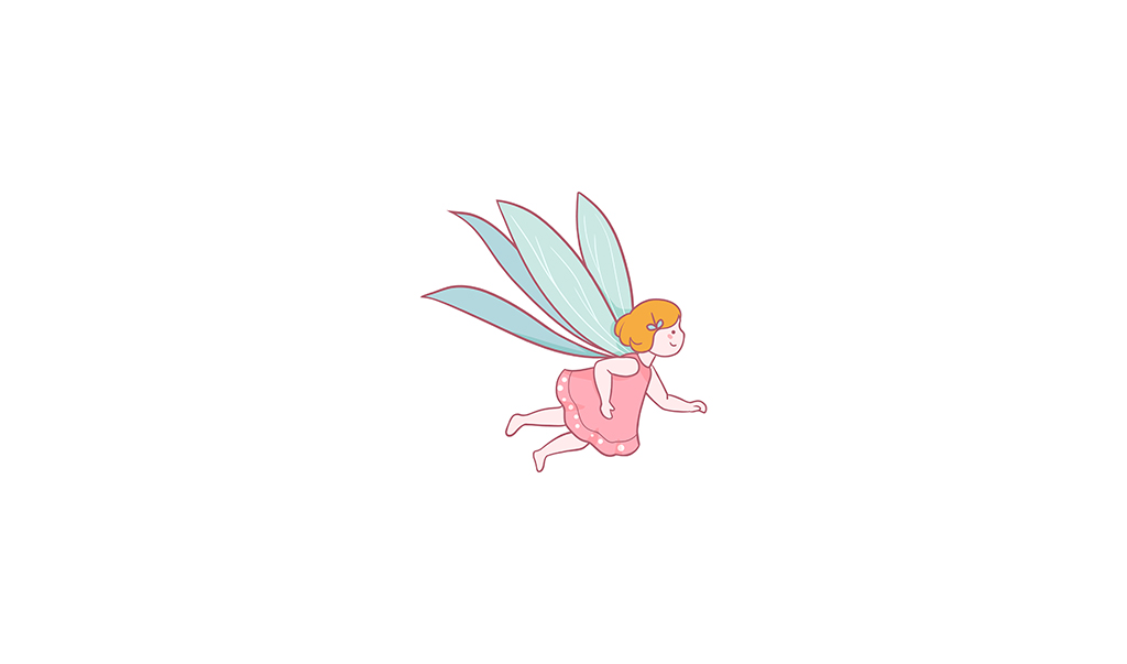 粉红色卡通风蜻蜓精灵小女孩手绘插画插图