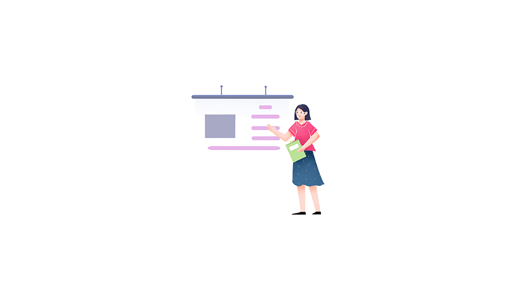 商务PPT演讲的女孩人物手绘插画插图