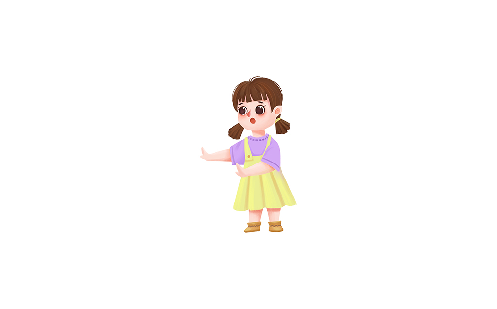 紫色卡通风拒绝手势的女孩人物手绘插画插图