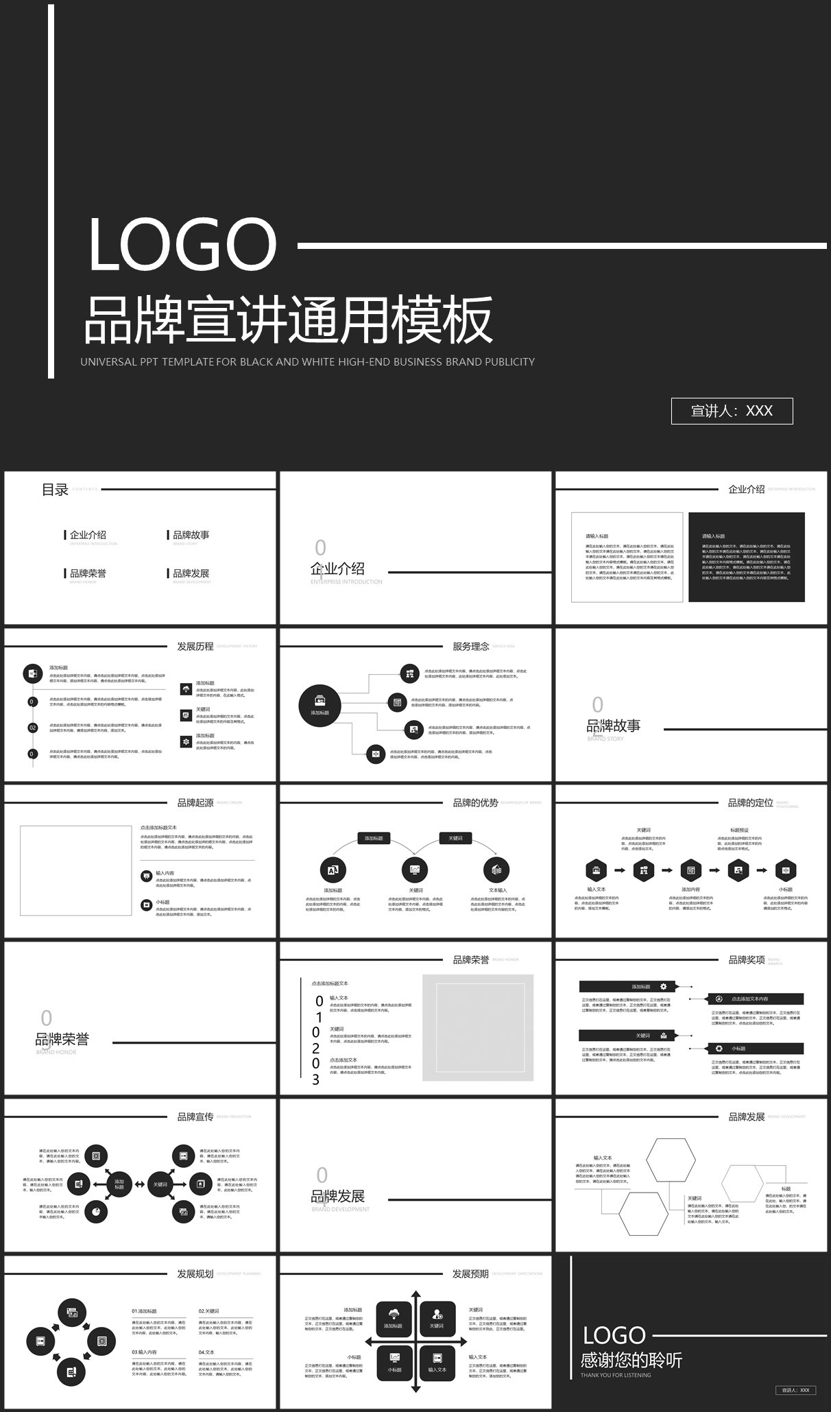 黑白简约风公司品牌介绍产品宣讲PPT模板插图