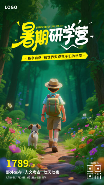 暑期假期夏季研学营招生海报