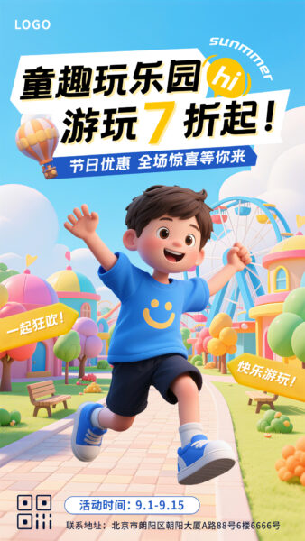 童趣游乐园游玩活动优惠手机海报