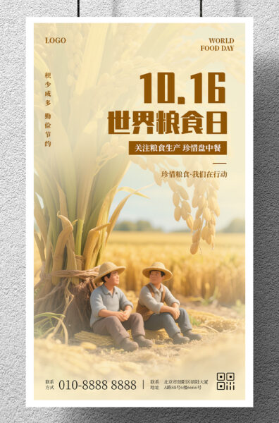 世界粮食日节日宣传推广手机海报