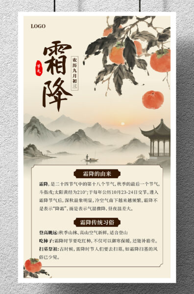 节气霜降科普知识宣传手机海报