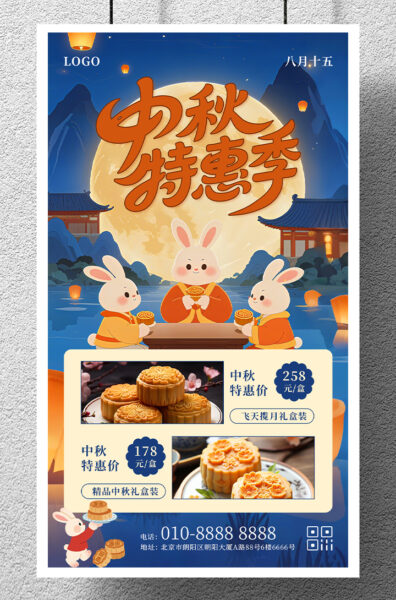 中秋特惠季商品优惠营销手机海报